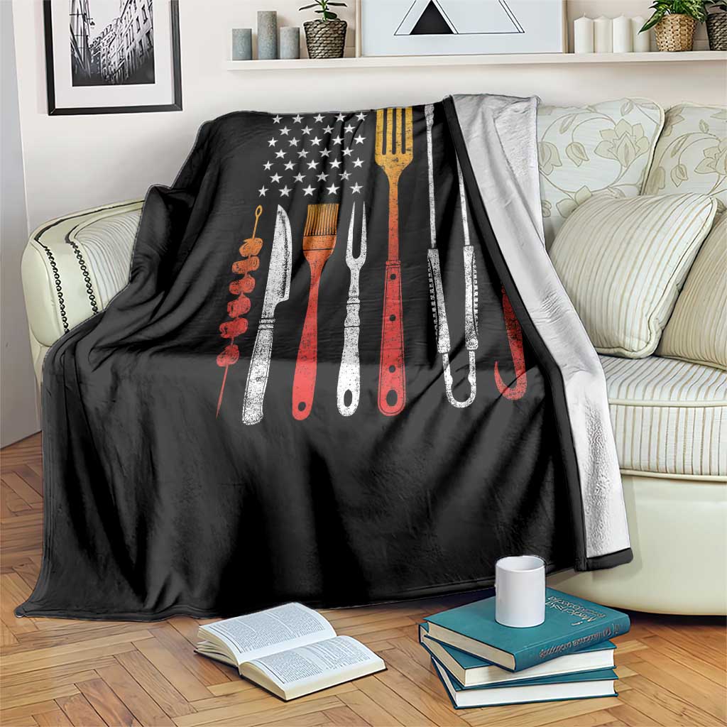 Bbq Smoker Throw Blanket Barbecue Chef Smoking Tools Grilling Pit Master USA Flag TS10 Print Your Wear