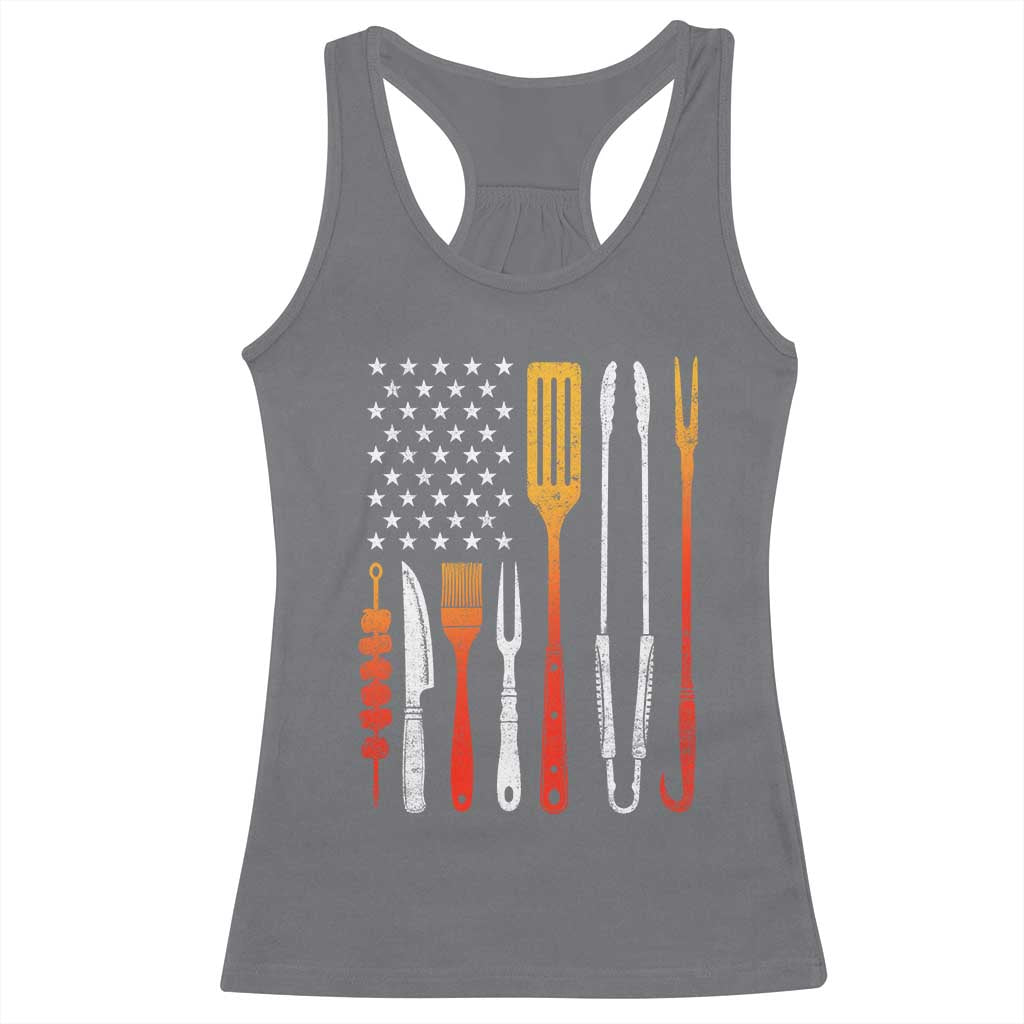 Bbq Smoker Racerback Tank Top Barbecue Chef Smoking Tools Grilling Pit Master USA Flag TS10 Charcoal Print Your Wear