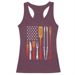 Bbq Smoker Racerback Tank Top Barbecue Chef Smoking Tools Grilling Pit Master USA Flag TS10 Maroon Print Your Wear