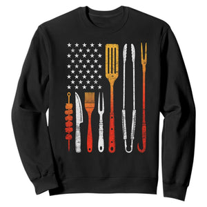 Bbq Smoker Sweatshirt Barbecue Chef Smoking Tools Grilling Pit Master USA Flag TS10 Black Print Your Wear