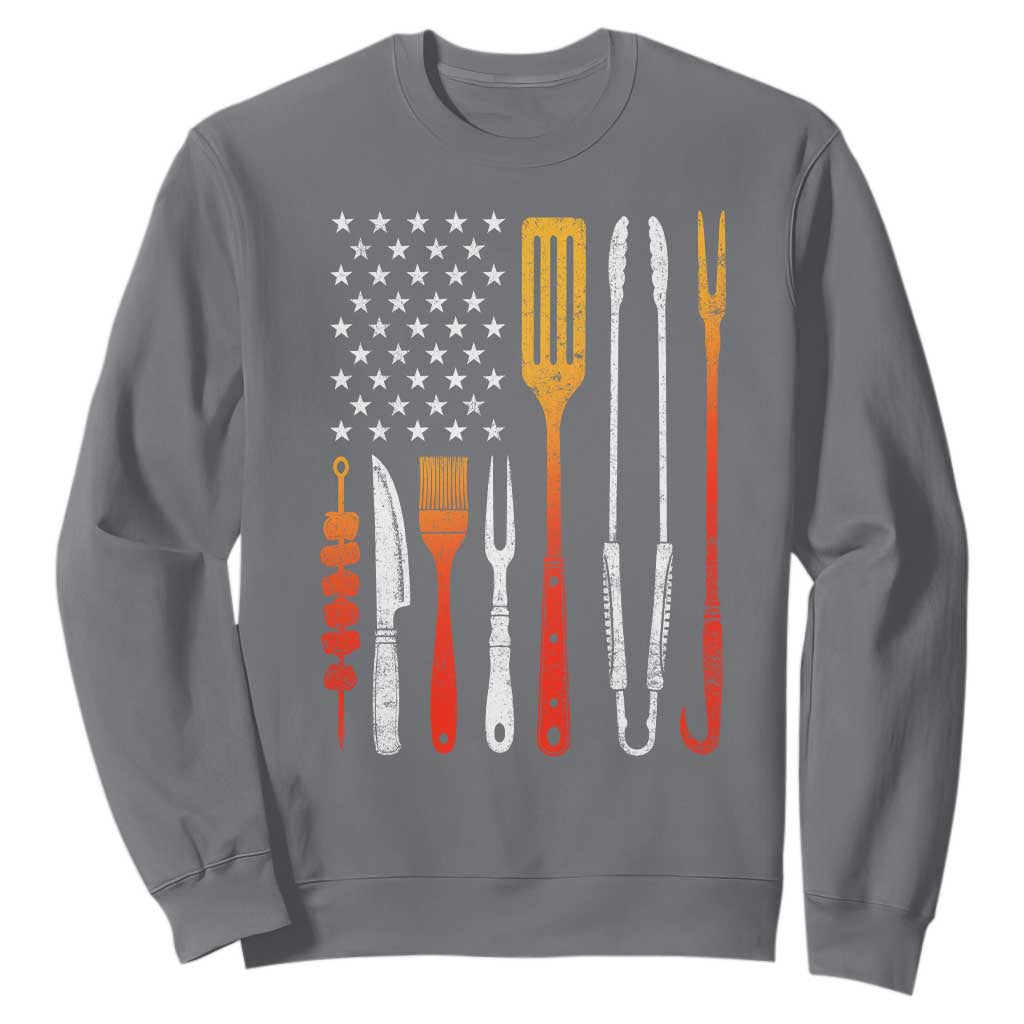 Bbq Smoker Sweatshirt Barbecue Chef Smoking Tools Grilling Pit Master USA Flag TS10 Charcoal Print Your Wear