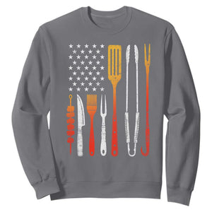 Bbq Smoker Sweatshirt Barbecue Chef Smoking Tools Grilling Pit Master USA Flag TS10 Charcoal Print Your Wear