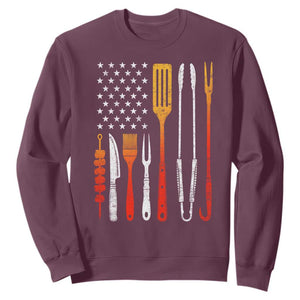 Bbq Smoker Sweatshirt Barbecue Chef Smoking Tools Grilling Pit Master USA Flag TS10 Maroon Print Your Wear