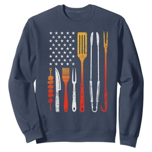 Bbq Smoker Sweatshirt Barbecue Chef Smoking Tools Grilling Pit Master USA Flag TS10 Navy Print Your Wear
