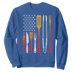 Bbq Smoker Sweatshirt Barbecue Chef Smoking Tools Grilling Pit Master USA Flag TS10 Royal Blue Print Your Wear