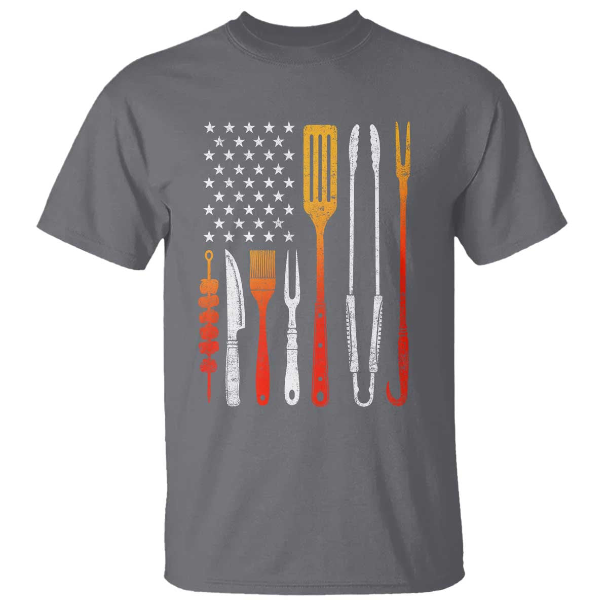 Bbq Smoker T Shirt Barbecue Chef Smoking Tools Grilling Pit Master USA Flag TS10 Charcoal Print Your Wear