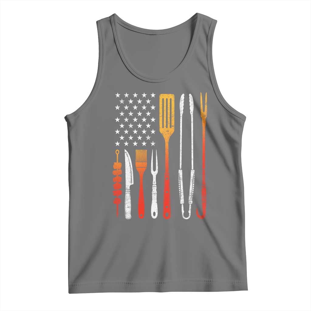 Bbq Smoker Tank Top Barbecue Chef Smoking Tools Grilling Pit Master USA Flag TS10 Black Heather Print Your Wear