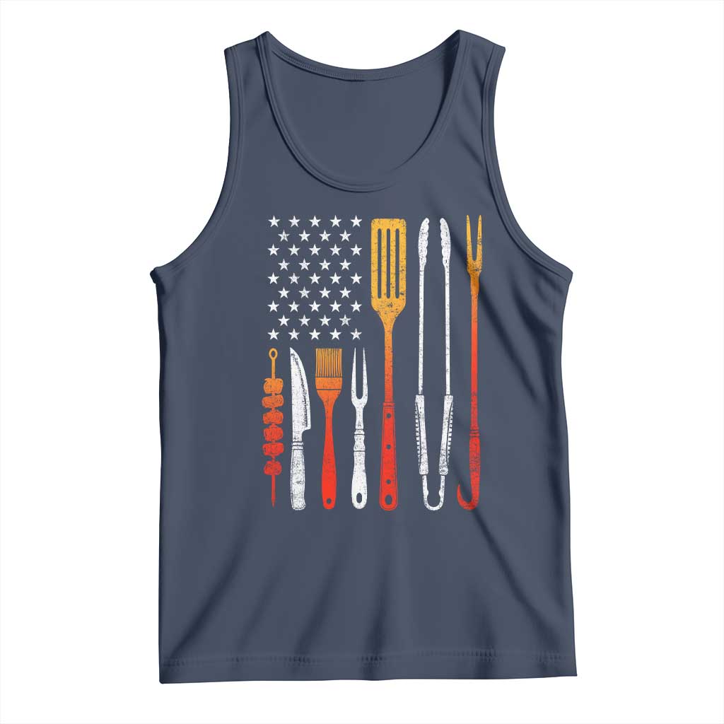Bbq Smoker Tank Top Barbecue Chef Smoking Tools Grilling Pit Master USA Flag TS10 Navy Print Your Wear