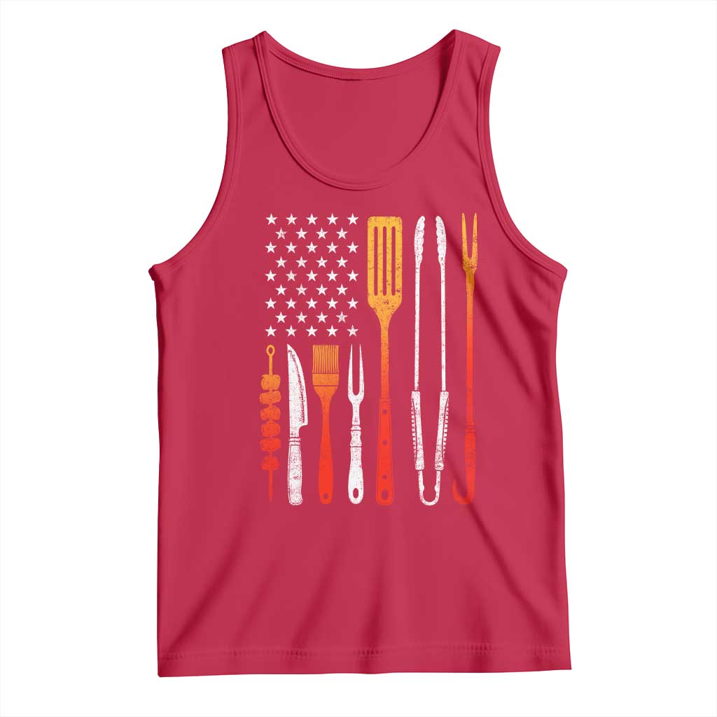 Bbq Smoker Tank Top Barbecue Chef Smoking Tools Grilling Pit Master USA Flag TS10 Red Print Your Wear