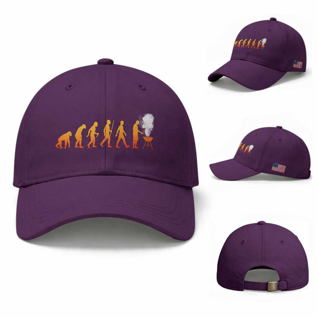 Funny BBQ Baseball Cap Evolution Of Grill Master Grilling Gifts Meat Smoking TS10 Baseball Cap Universal Fit Purple Print Your Wear