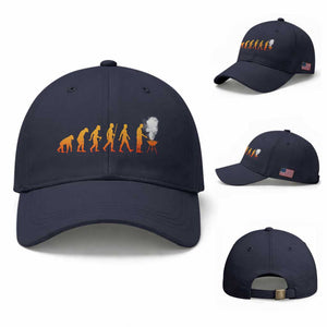 Funny BBQ Baseball Cap Evolution Of Grill Master Grilling Gifts Meat Smoking TS10 Baseball Cap Universal Fit Navy Print Your Wear
