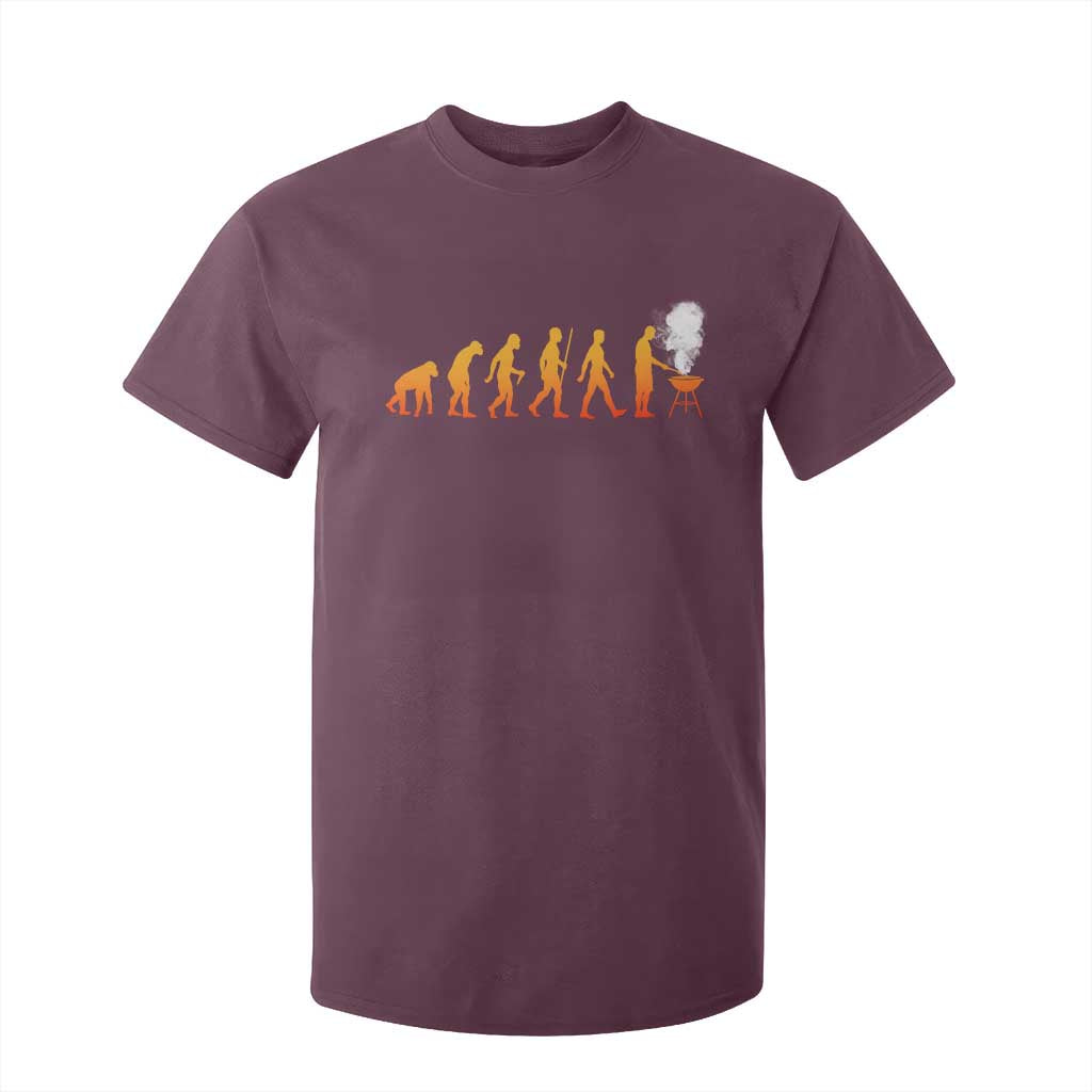 Funny BBQ T Shirt For Kid Evolution Of Grill Master Grilling Gifts Meat Smoking TS10 Maroon Print Your Wear
