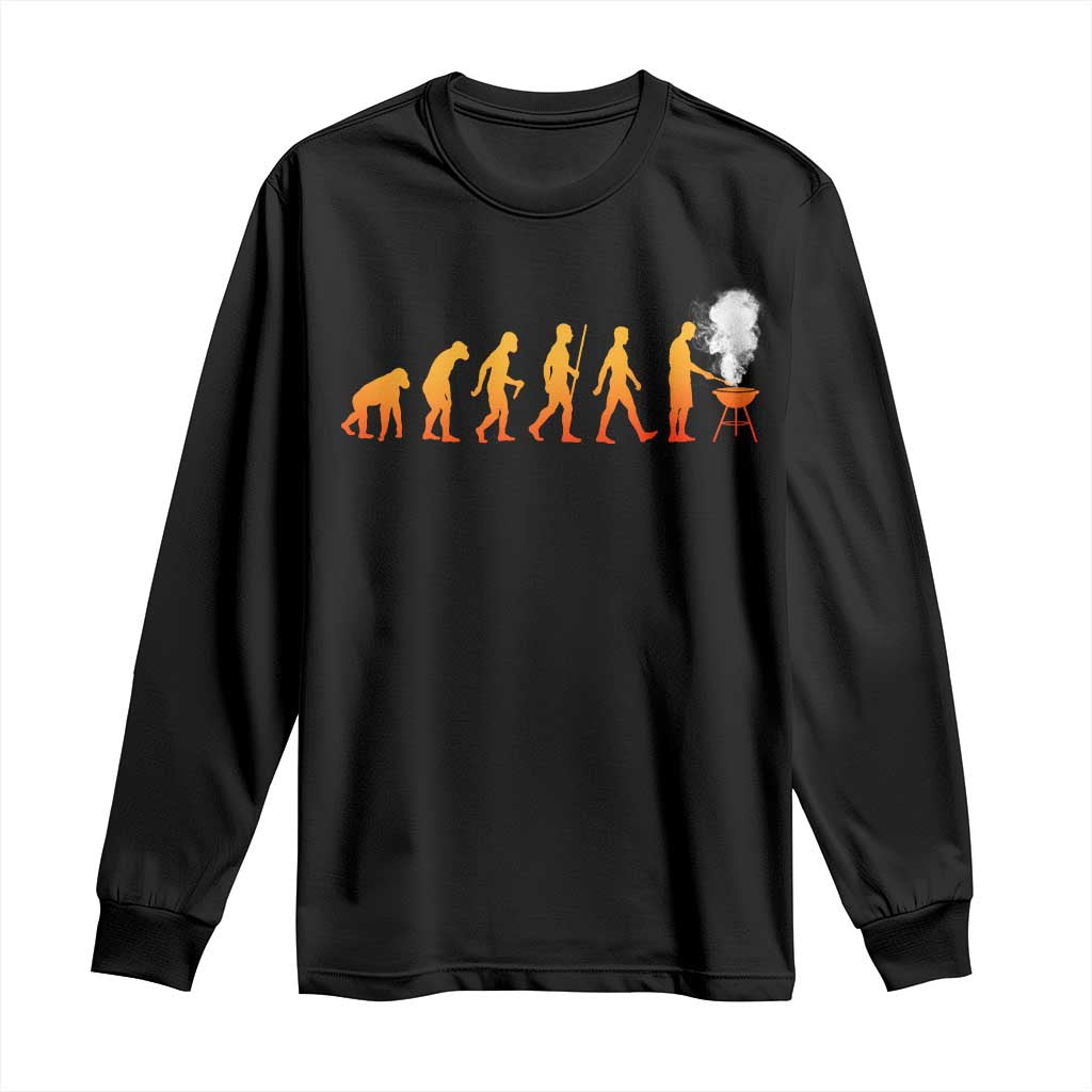 Funny BBQ Long Sleeve Shirt Evolution Of Grill Master Grilling Gifts Meat Smoking TS10 Black Print Your Wear