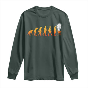 Funny BBQ Long Sleeve Shirt Evolution Of Grill Master Grilling Gifts Meat Smoking TS10 Dark Forest Green Print Your Wear