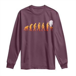 Funny BBQ Long Sleeve Shirt Evolution Of Grill Master Grilling Gifts Meat Smoking TS10 Maroon Print Your Wear