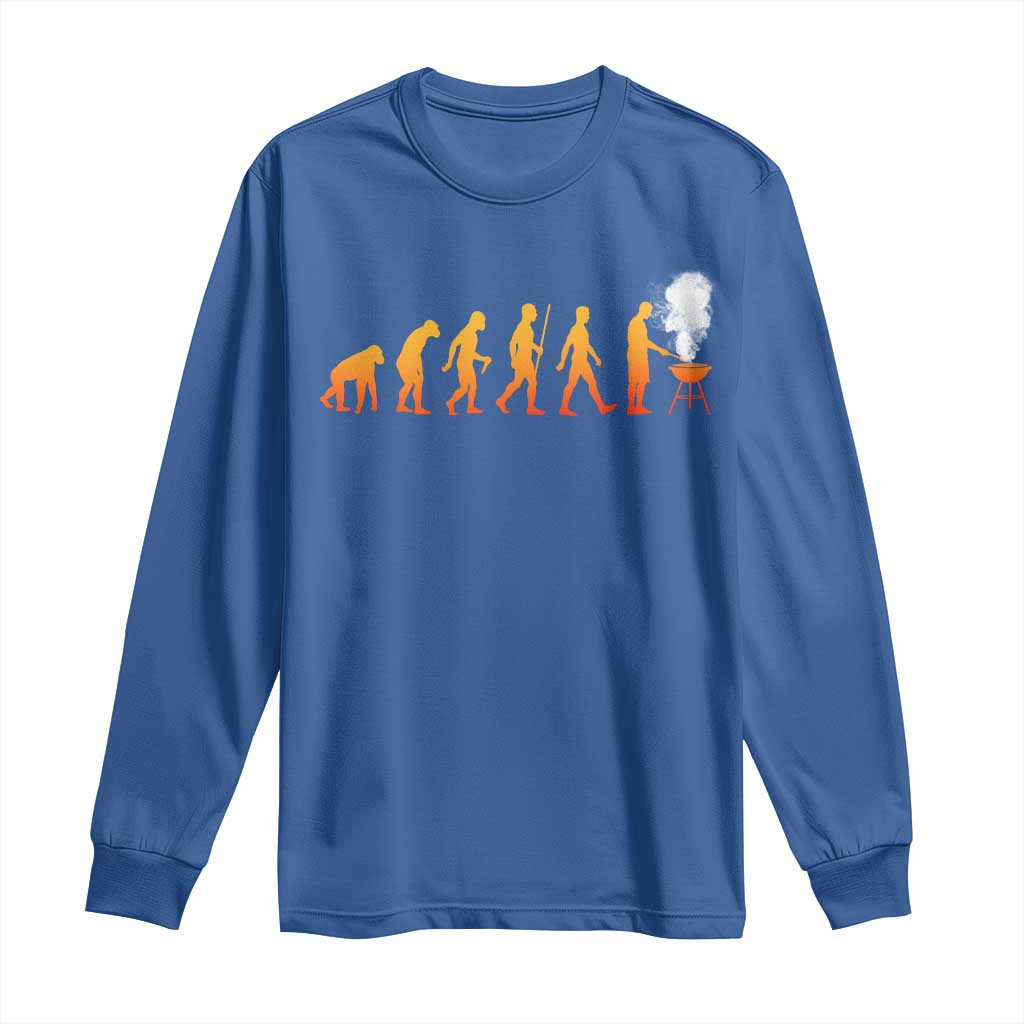 Funny BBQ Long Sleeve Shirt Evolution Of Grill Master Grilling Gifts Meat Smoking TS10 Royal Blue Print Your Wear