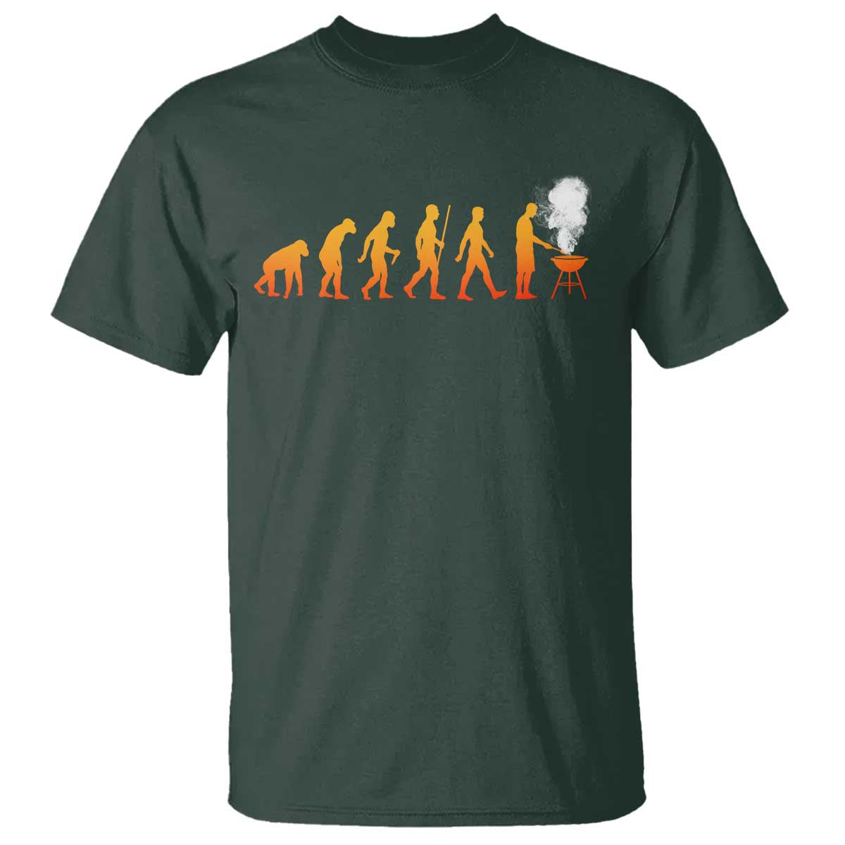 Funny BBQ T Shirt Evolution Of Grill Master Grilling Gifts Meat Smoking TS10 Dark Forest Green Print Your Wear