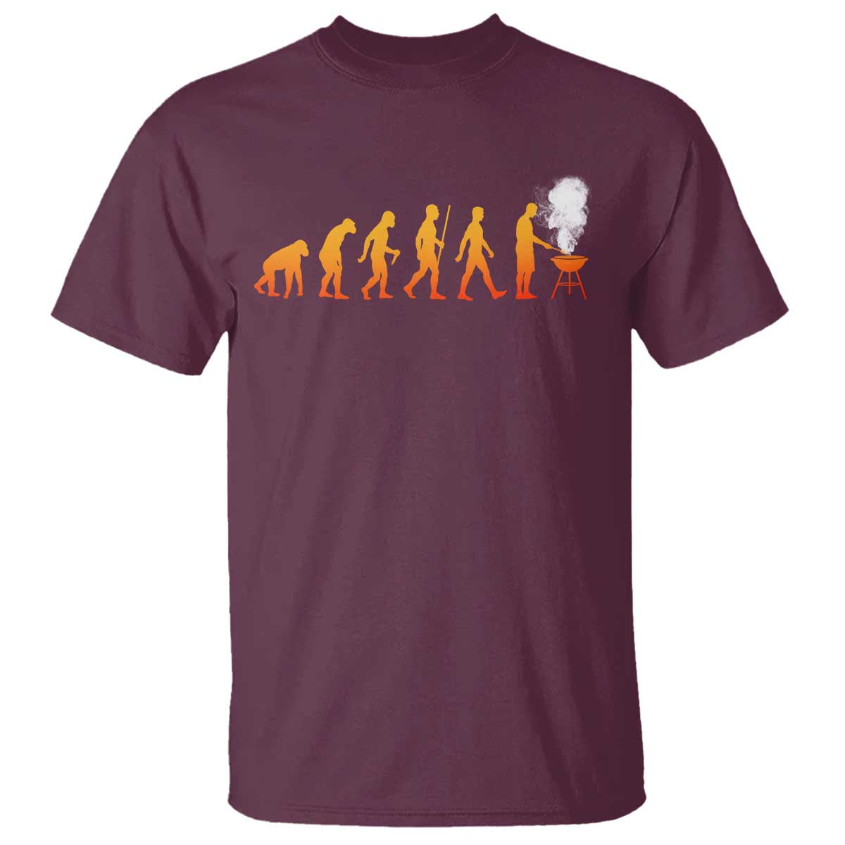 Funny BBQ T Shirt Evolution Of Grill Master Grilling Gifts Meat Smoking TS10 Maroon Print Your Wear
