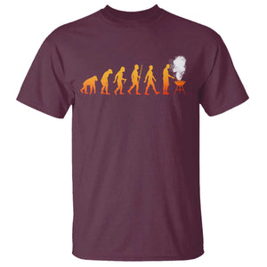 Funny BBQ T Shirt Evolution Of Grill Master Grilling Gifts Meat Smoking TS10 Maroon Print Your Wear
