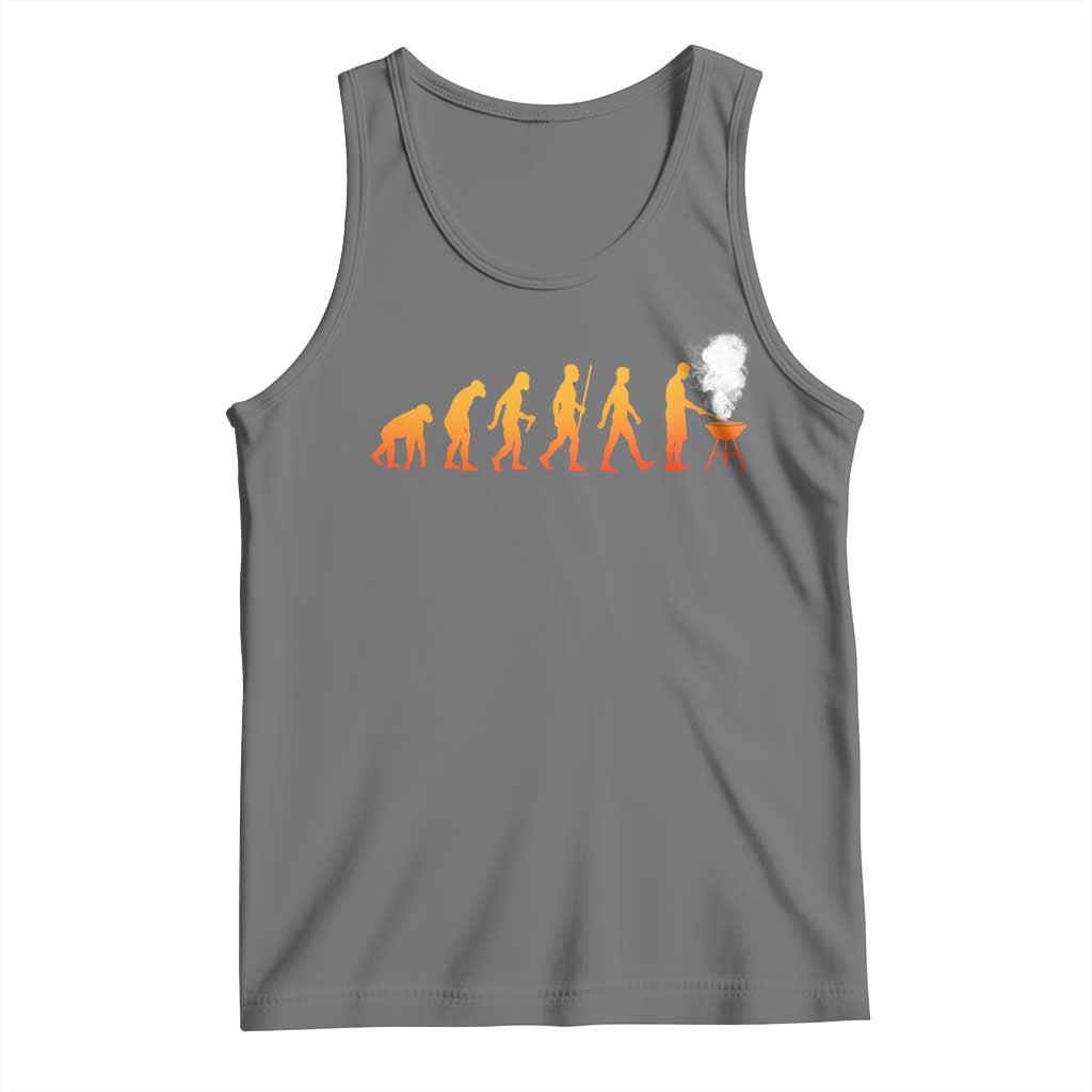 Funny BBQ Tank Top Evolution Of Grill Master Grilling Gifts Meat Smoking TS10 Black Heather Print Your Wear