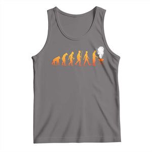 Funny BBQ Tank Top Evolution Of Grill Master Grilling Gifts Meat Smoking TS10 Deep Heather Print Your Wear