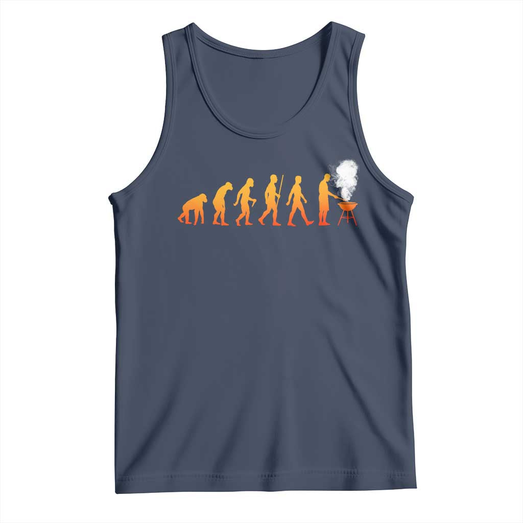 Funny BBQ Tank Top Evolution Of Grill Master Grilling Gifts Meat Smoking TS10 Navy Print Your Wear