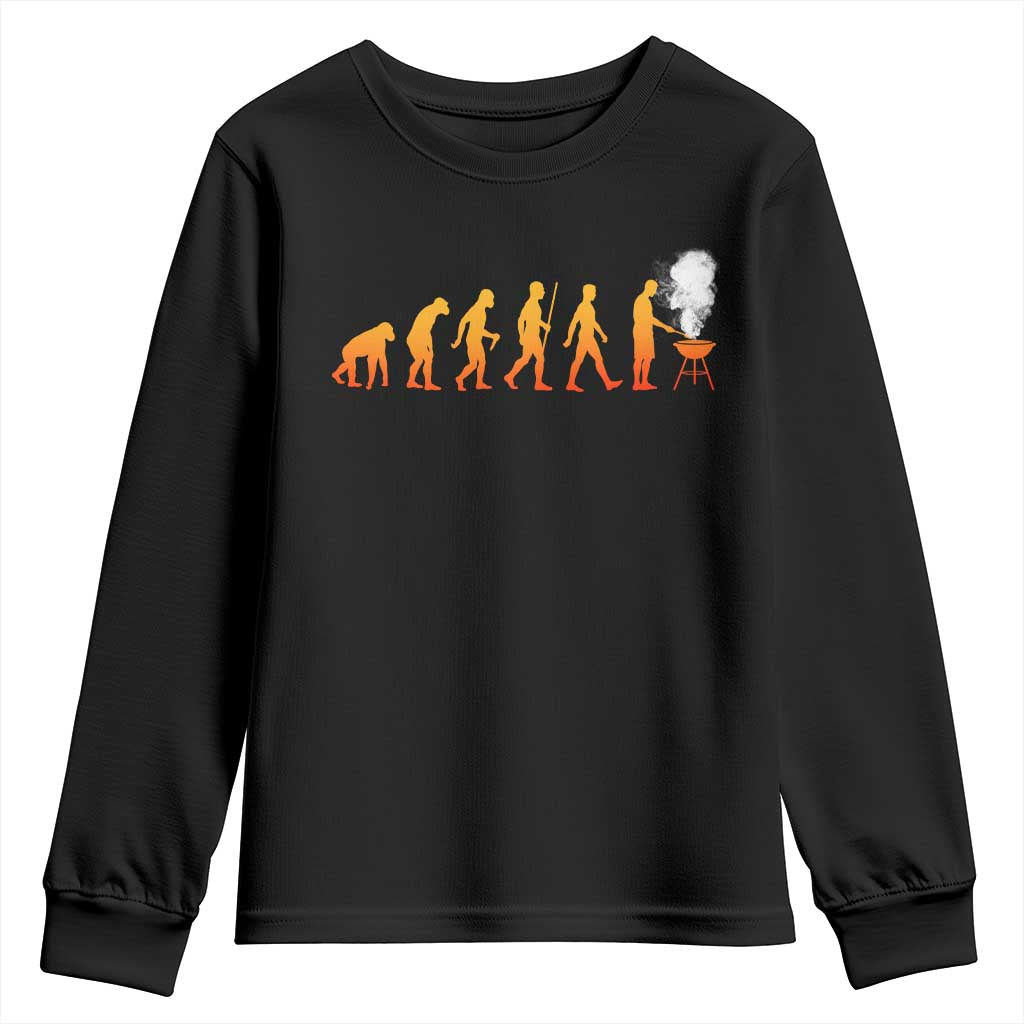 Funny BBQ Youth Sweatshirt Evolution Of Grill Master Grilling Gifts Meat Smoking TS10 Black Print Your Wear