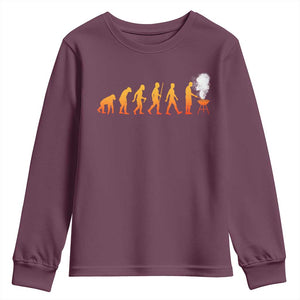Funny BBQ Youth Sweatshirt Evolution Of Grill Master Grilling Gifts Meat Smoking TS10 Maroon Print Your Wear