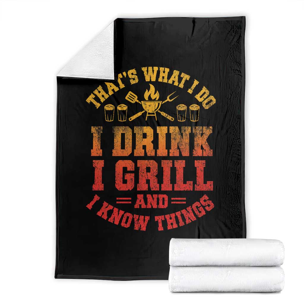 I Drink I Grill Throw Blanket Funny Bbq Grilling Barbecue Beer Lovers TS10 Black Print Your Wear