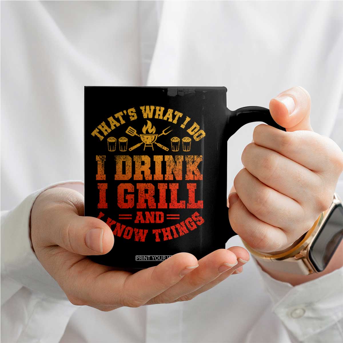 I Drink I Grill Coffee Mug Funny Bbq Grilling Barbecue Beer Lovers TS10 Print Your Wear