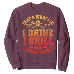 I Drink I Grill Sweatshirt Funny Bbq Grilling Barbecue Beer Lovers TS10 Maroon Print Your Wear