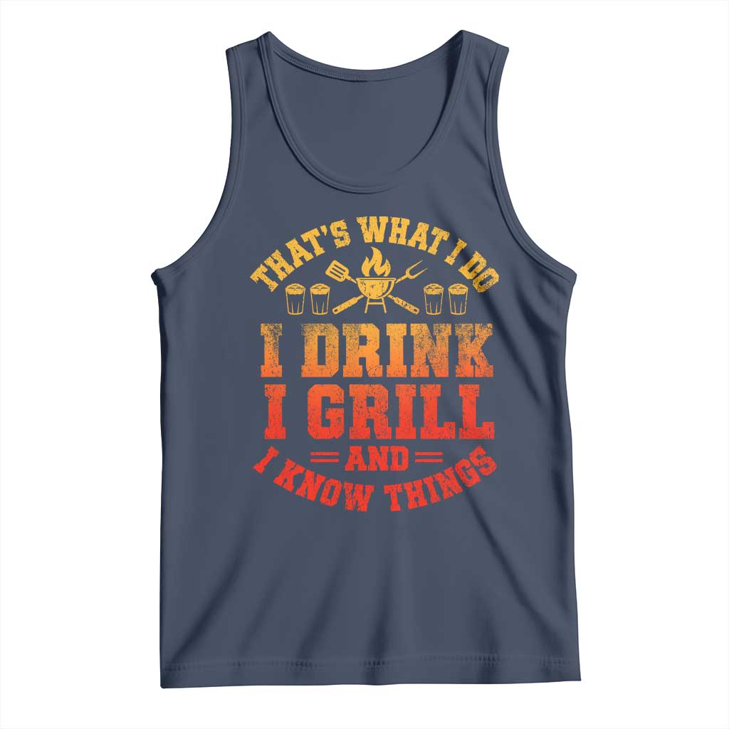 I Drink I Grill Tank Top Funny Bbq Grilling Barbecue Beer Lovers TS10 Navy Print Your Wear