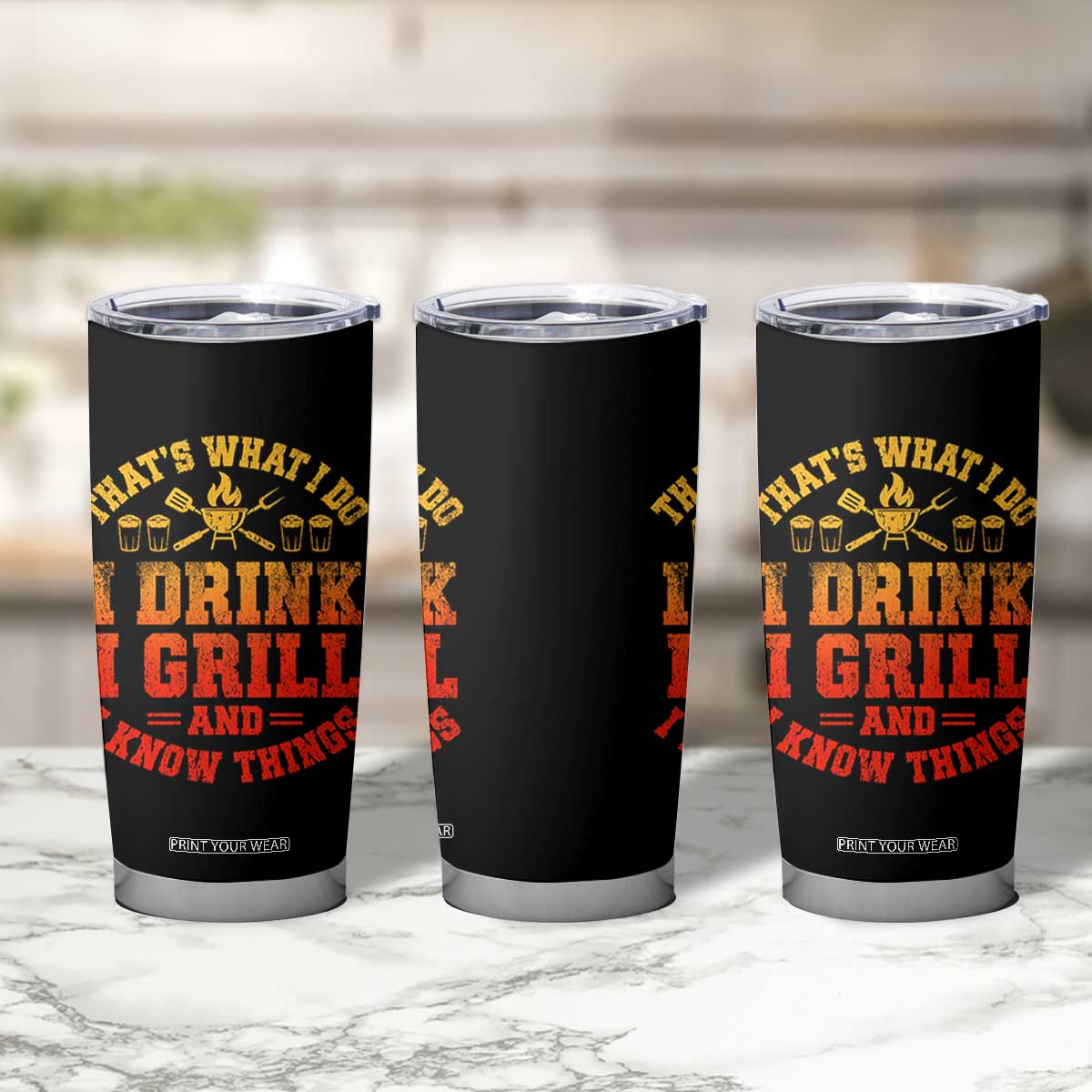 I Drink I Grill Tumbler Cup Funny Bbq Grilling Barbecue Beer Lovers TS10 Print Your Wear