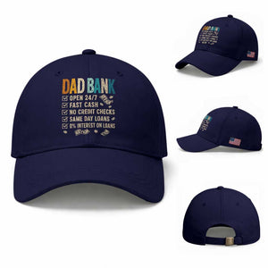 Funny Dad Baseball Cap Retro Dad Bank Fathers Day TS10 Baseball Cap Universal Fit Dark Blue Print Your Wear