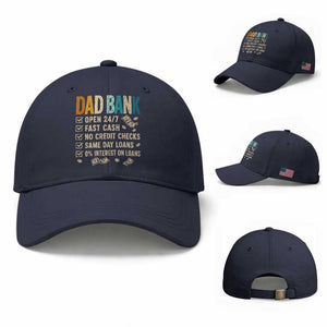 Funny Dad Baseball Cap Retro Dad Bank Fathers Day TS10 Baseball Cap Universal Fit Navy Print Your Wear