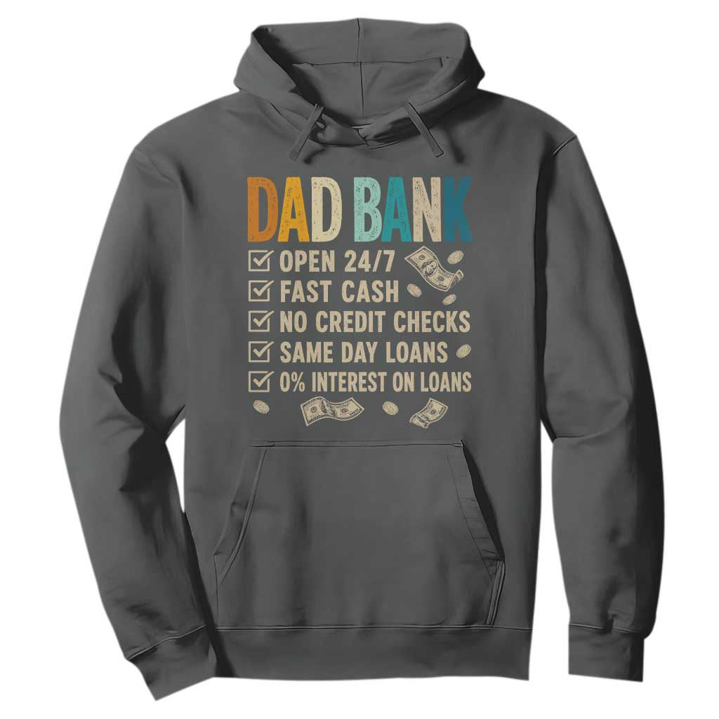 Funny Dad Hoodie Retro Dad Bank Fathers Day TS10 Dark Heather Print Your Wear