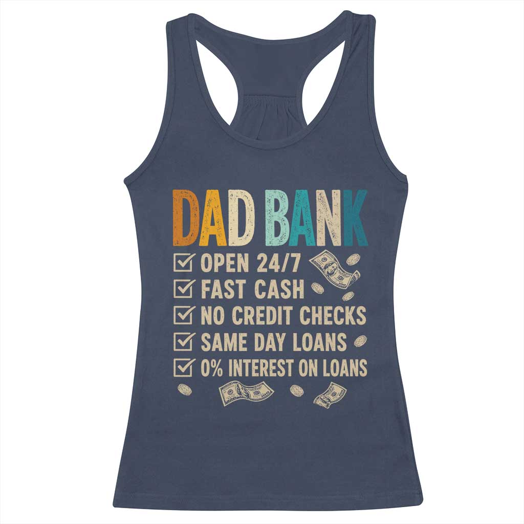 Funny Dad Racerback Tank Top Retro Dad Bank Fathers Day TS10 Navy Print Your Wear