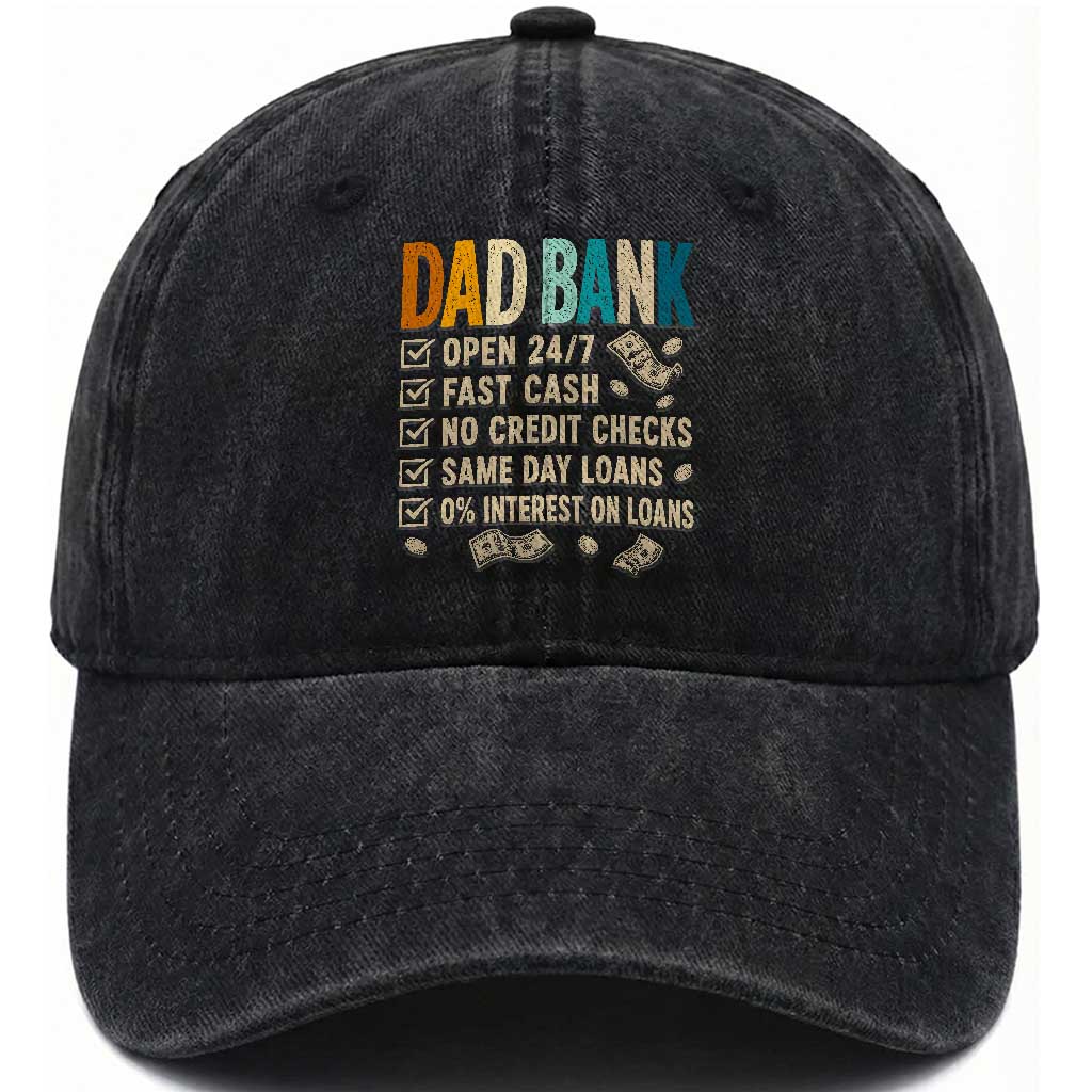 Funny Dad Washed Cotton Baseball Cap Retro Dad Bank Fathers Day TS10 Print Your Wear