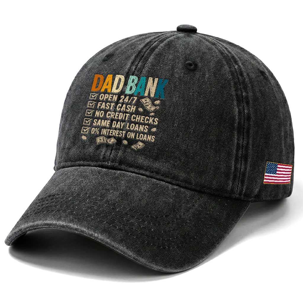 Funny Dad Washed Cotton Baseball Cap Retro Dad Bank Fathers Day TS10 Print Your Wear