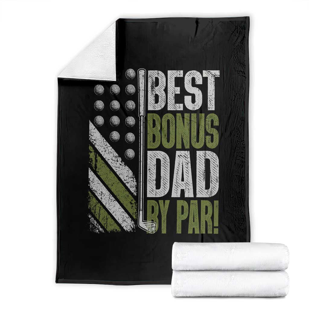 Best Bonus Dad By Par Throw Blanket Step Dad Golf American Flag Fathers Day Gift For Golfers TS10 Black Print Your Wear