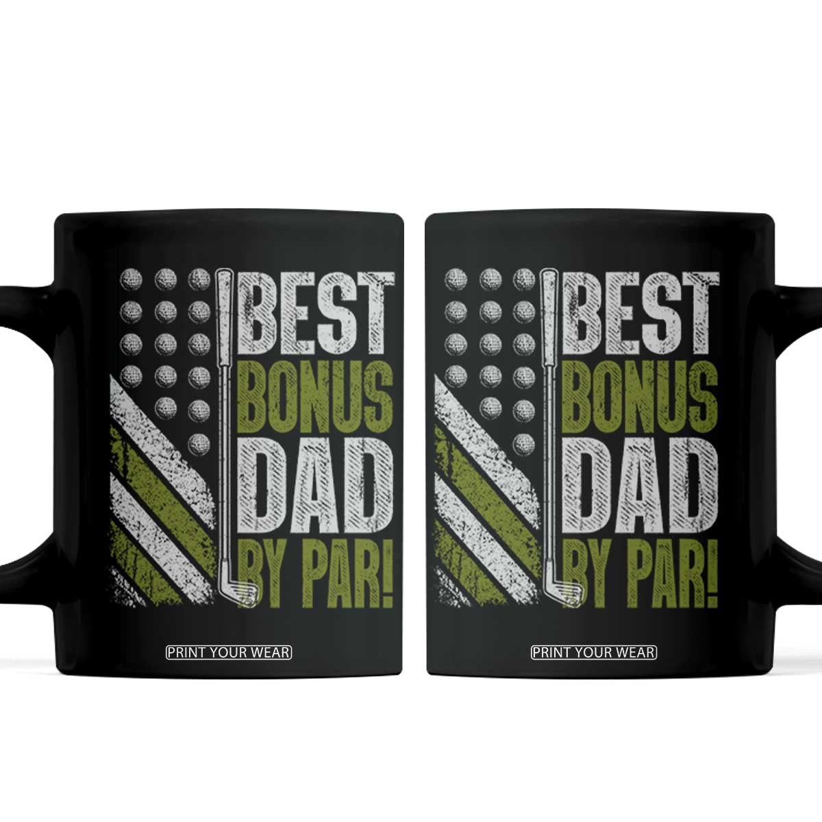 Best Bonus Dad By Par Coffee Mug Step Dad Golf American Flag Fathers Day Gift For Golfers TS10 Black Print Your Wear
