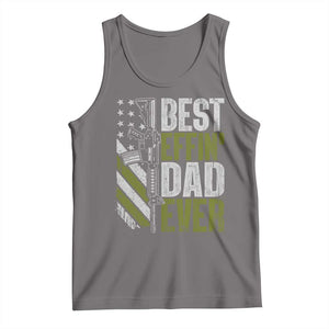 Best Effin Dad Ever Tank Top Fathers Day Daddy Gun American Flag TS10 Deep Heather Print Your Wear