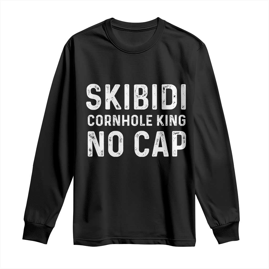 Cornhole King Long Sleeve Shirt No Cap Funny Bean Bag Toss Game TS10 Black Print Your Wear