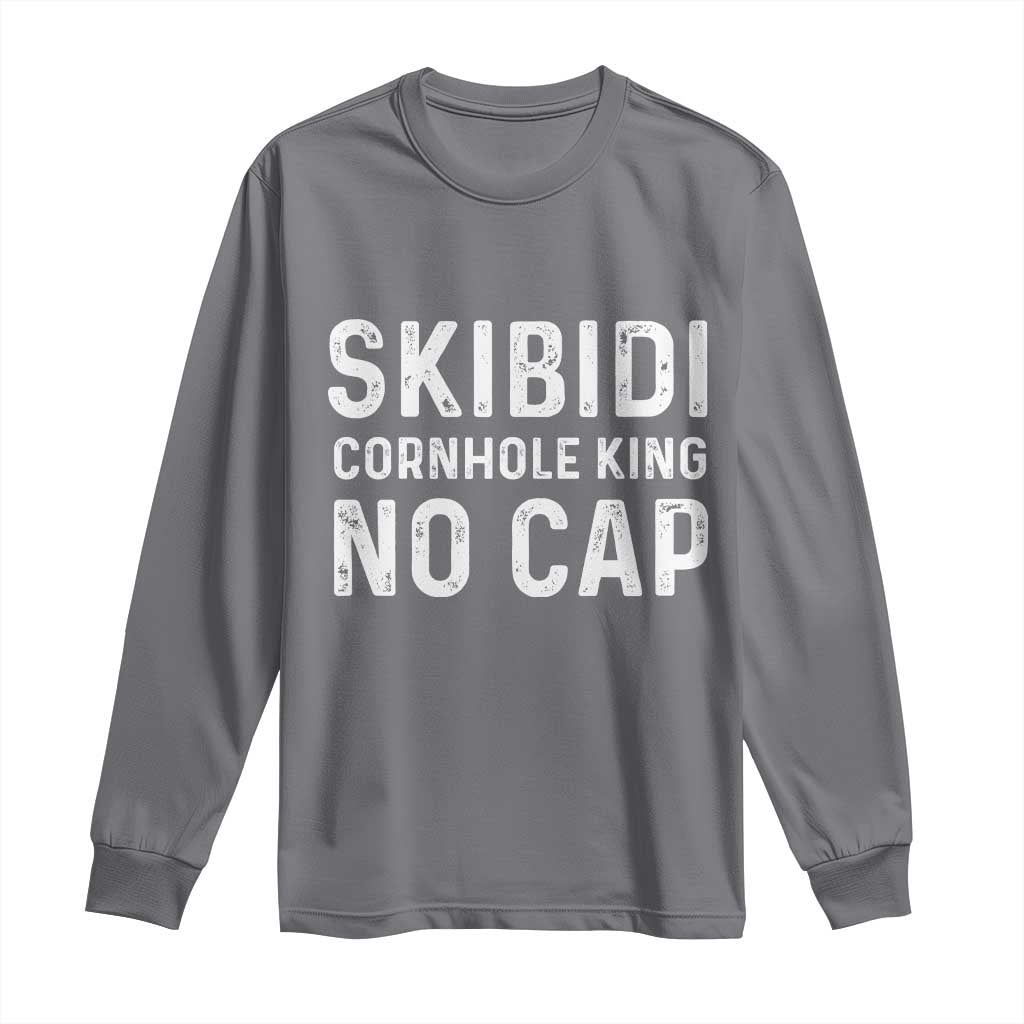 Cornhole King Long Sleeve Shirt No Cap Funny Bean Bag Toss Game TS10 Charcoal Print Your Wear