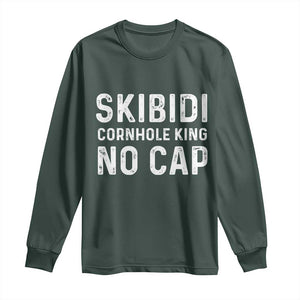 Cornhole King Long Sleeve Shirt No Cap Funny Bean Bag Toss Game TS10 Dark Forest Green Print Your Wear