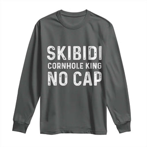 Cornhole King Long Sleeve Shirt No Cap Funny Bean Bag Toss Game TS10 Dark Heather Print Your Wear