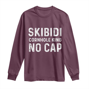 Cornhole King Long Sleeve Shirt No Cap Funny Bean Bag Toss Game TS10 Maroon Print Your Wear