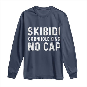Cornhole King Long Sleeve Shirt No Cap Funny Bean Bag Toss Game TS10 Navy Print Your Wear