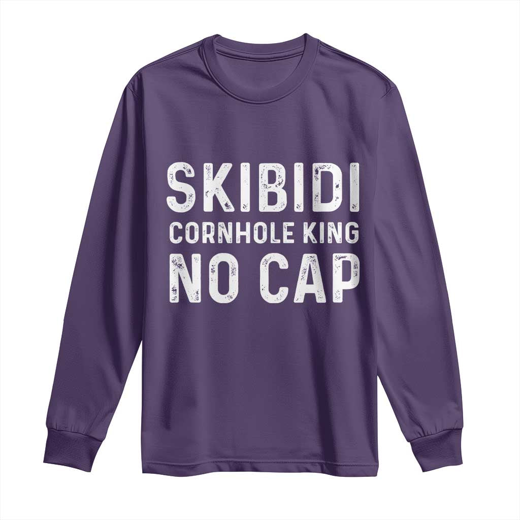 Cornhole King Long Sleeve Shirt No Cap Funny Bean Bag Toss Game TS10 Purple Print Your Wear