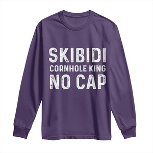 Cornhole King Long Sleeve Shirt No Cap Funny Bean Bag Toss Game TS10 Purple Print Your Wear